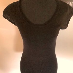 Bebe black knit top with circle cutout on back with short sleeves